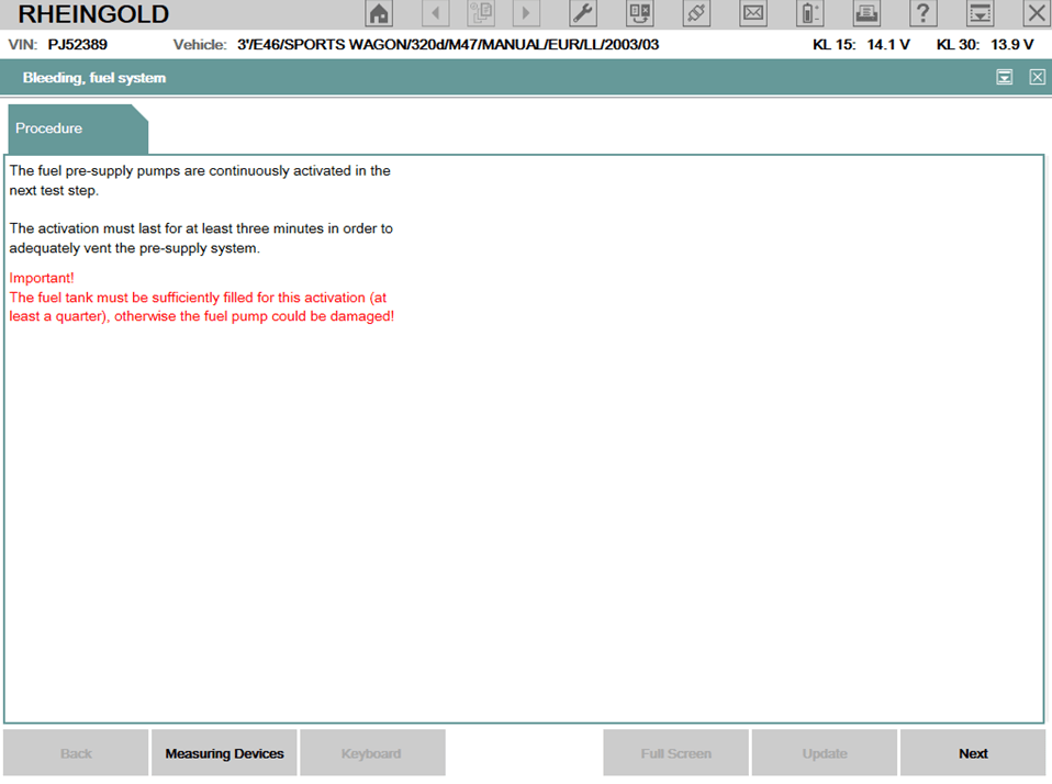 Diagnostyka bmw ista układ paliwowy dde5 bleeding fuel system